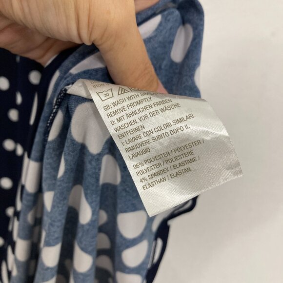 Susan Graver size 3X Navy White Polka Dot Stretch Liquid Knit Pocket Midi Dress - Picture 7 of 10